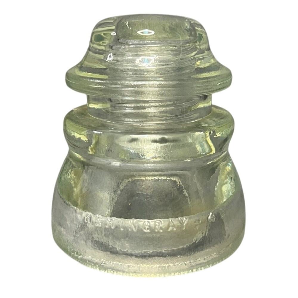 Antique Hemingray Clear Glass Insulator 45 Made in USA #1 Cap Power Line Cover